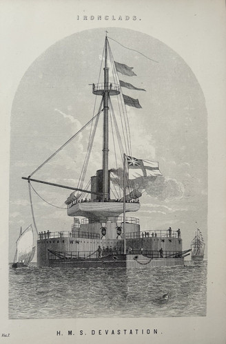 Antique naval print - naval, c1877