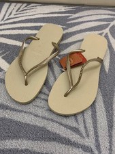 Havaianas Slim Sand Grey/ Light Golden Uk 5 Eu 37/38 Flip Flops 