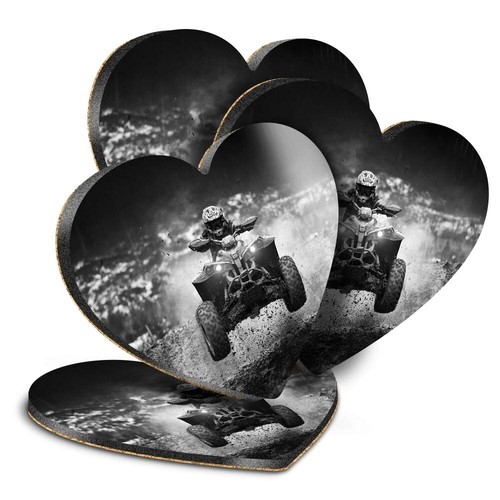 Heart mdf coasters - mdf, bw