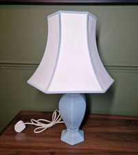 Vintage St Michael Blue Ceramic Jar Urn Bedside Table Lamp Shade 60cm Statement 