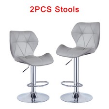 2 x Bar Stools Kitchen Swivel Gas Lift Chrome Base Stools Breakfast Pub Chair