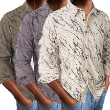 Mens Long Sleeve Cotton Linen