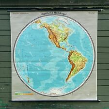 Vintage school map WESTERN HEMISPHERE  AMERICA & Atlantic Ocean AMERICAS USA