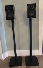 Set of 2, Black Gloss Monitor Audio Radius 90 Speakers With tall stands