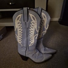 Baby Blue And White R Soles Cowboy Boots