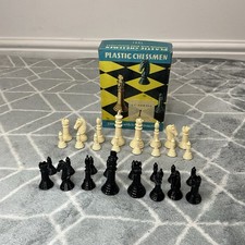 Large Vintage Plastic Chess Pieces 7 cm Full Set In Box