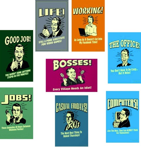 Retro fridge magnet work funny - retro,