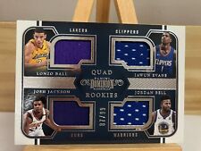 BALL,EVANS,JACKSON,BELL NBA 2017-18 DOMINION QUAD ROOKIE MATERIALS #/99 (LAKERS