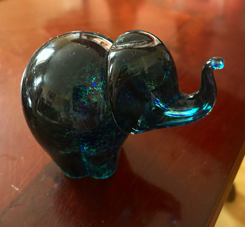 Blue art glass - glass, elephant