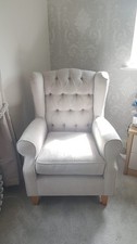 Sherlock Highback Armchair from Next Chenille Silver/Light Grey RRP £550