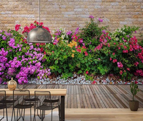 Brick wall floral - 3d,