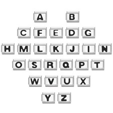 Black A-Z alphabet letter Italian charms fits 9mm Nomination Italian Bracelet
