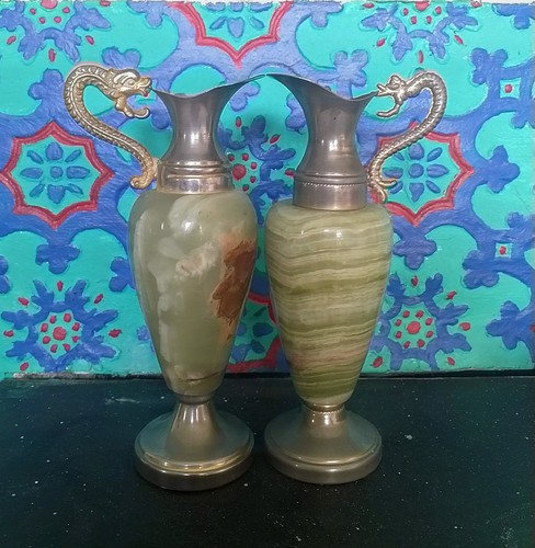 Vintage onyx pitcher vase - 2,