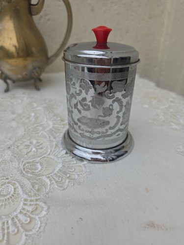 Vintage tin tea caddy with - vintage,