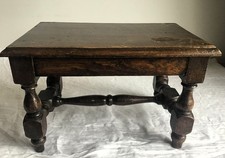 Small Old French Rectangular Oak Stool Footstool Sound and Solid.