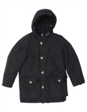 WOOLRICH Boys Hooded Padded Coat 7-8 Years Black Cotton CA30