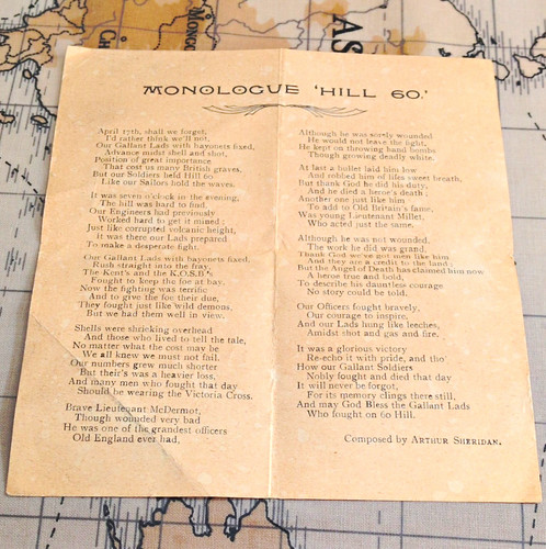 Wwi hill broadsheet - broadsheet, poem