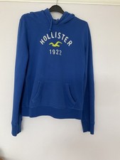 HOLLISTER Teens Graphic Hoodie Jumper Size L Blue Cotton 
