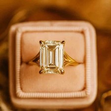 14K Yellow Gold Finish Emerald
