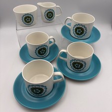 J&G Studio Meakin Blue Flower Capri Pattern 4 x Cups, Milk Jug, Sugar Bowl