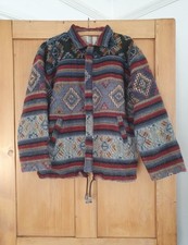 Pure Wool Navy Burgundy Aztec