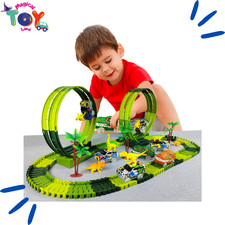 Magic Flexible Dinosaur Track Railway Car Set, Electric Climb & Flash Light Toy