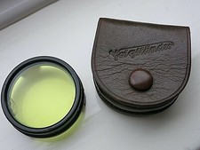 Vintage VOIGTLANDER Leather CASE Germany +Yellow Filter Moment 36.8