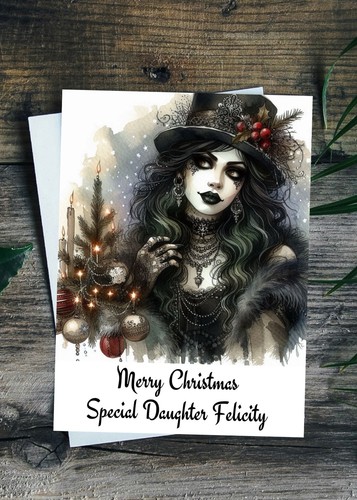 Goth christmas card daughter - goth,