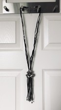 Silver & Black Flower Necklace Retro Tassel Drop  Wallis Costume Jewellery Boho