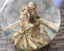 PAST TIMES GOUACHE ART BY ALPHONSE MUCHA FEMALE MUSICAL SNOW GLOBE/MOON RIVER 