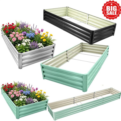 Galvanised steel raised garden - galvanised,