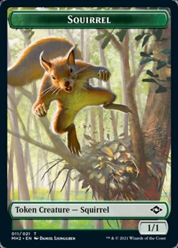 Green squirrel token - x,