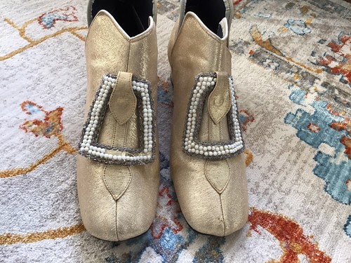 Vintage 60s gold ankle boots - gold,