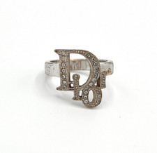 Dior Ring Logo Silver Crystal Oblique Monogram Vintage Galliano Diamante Y2K