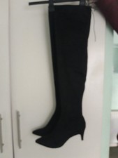 Ladies Faux Suede Thigh Boots. Black. Size 5.5 UK. Worn Only Once indoors.