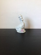 Vintage China White Duck Ornament Wearing Hat With 3D Rose Design