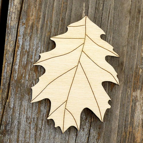 10x wooden red oak leaves - red,