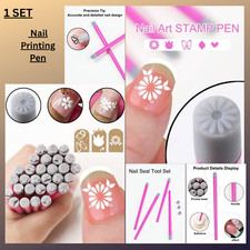 Nail Art Stamp Pen Set, Flower & Butterfly Pattern Transfer Kit