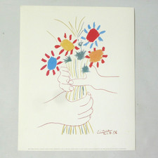 Vintage art print Pablo Picasso Flowers & Hands, Bouquet of Peace. 1992 poster