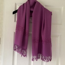 New Clover Colour 100% Fine Wool Pashmina/ Scarf With Beaded Detail