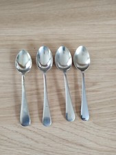 Four Vintage Nickel Silver Pluro Silver Chrome Plate Tea Spoons.  Used. G.C.