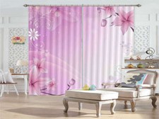 Attractive Purple Bud 3D Curtains Blockout Photo Printing Curtains Drape Fabric