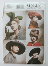 Uncut Vogue Women's Vintage Retro Style Hats 1930s 1940s Millinery Pattern 7464