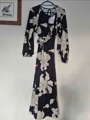 Black and white floral maxi - and,