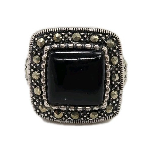 Sterling silver onyx - silver,