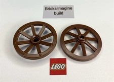 2 x LEGO Vintage Castle Wagon Cart Wheels Old Brown Parts 4489 - 2B