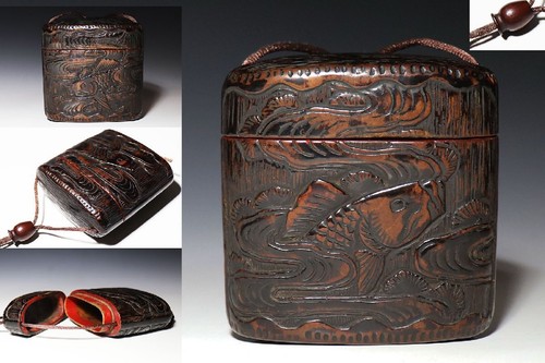 Edo japan antique wooden carp - japan,