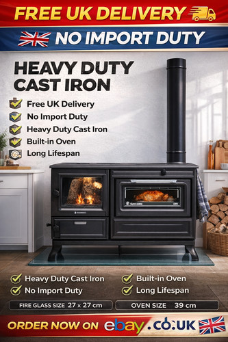 Cast iron wood burning stove - wood,