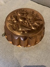 Vintage Copper Jelly Mould Depicting Fruit Pineapple Pear Grapes GC