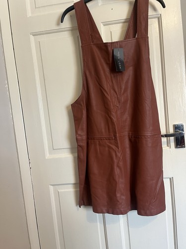 Women tan leather pinafore - women’s,